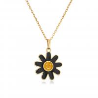 Brass Jewelry Necklace, Flower, gold color plated, for woman & enamel Approx 17.7 Inch 