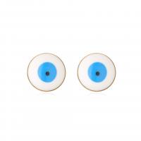 Evil Eye Earrings, Brass, gold color plated, for woman & enamel 