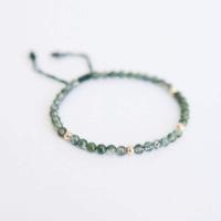 Ágata moss Pulsera, con cordón poliéster, Esférico, unisexo & ajustable, 6mm, longitud:aproximado 6.5-9.5 Inch, Vendido por UD