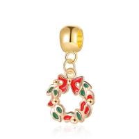 Zinc Alloy Christmas Pendants, Christmas Wreath, gold color plated, Christmas Design & Unisex & enamel, multi-colored, 10-20mm 