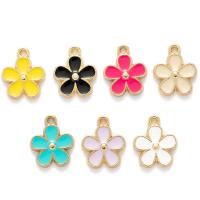 Zinc Alloy Enamel Pendants, Flower, gold color plated, DIY 