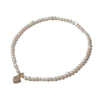 Collier de chaîne en laiton de perles d'eau douce, perle d'eau douce cultivée, avec laiton, coeur, bijoux de mode & pour femme, 5-7mm Environ 16.54 pouce, Vendu par brin