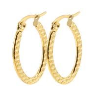 Stainless Steel Hoop Earring, 304 Stainless Steel, 18K gold plated, fashion jewelry & for woman, golden 