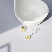 Sterling Silver Drop Earring, 925 Sterling Silver, Lemon, platinum plated, for woman & enamel, original color 