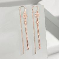 Sterling Silver Thread Through Earrings, 925 Sterling Silver, plated, fashion jewelry & for woman 