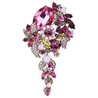 Rhinestone Zinc Alloy Brooch, with Crystal, Flower, plated, for woman & with rhinestone 