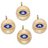 Zink-Legierung Evil Eye Anhänger, Zinklegierung, flache Runde, goldfarben plattiert, unisex & Emaille, blau, 22x17x2mm, ca. 100PCs/Tasche, verkauft von Tasche