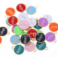 Zinc Alloy Enamel Pendants, Flat Round, KC gold color plated, Unisex Approx 