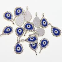 Zink-Legierung Evil Eye Anhänger, Zinklegierung, Tropfen, Platinfarbe platiniert, unisex & Emaille & mit Strass, royalblau, 8x14x3mm, ca. 100PCs/Tasche, verkauft von Tasche