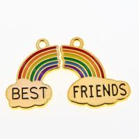 Zinc Alloy Enamel Pendants, Rainbow, KC gold color plated, Unisex, mixed colors  