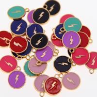 Zinc Alloy Enamel Pendants, Flat Round, KC gold color plated, Unisex Approx 