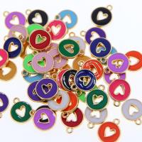 Zinc Alloy Enamel Pendants, Flat Round, KC gold color plated, Unisex & hollow Approx 