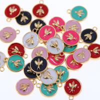 Zinc Alloy Enamel Pendants, Flat Round, KC gold color plated, Unisex Approx 