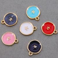 Zinc Alloy Enamel Pendants, Flat Round, KC gold color plated, Unisex Approx 