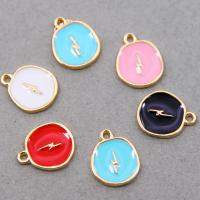 Zinc Alloy Enamel Pendants, Flat Round, KC gold color plated, Unisex Approx 