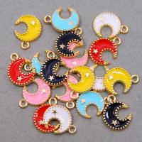 Zinc Alloy Enamel Pendants, Moon, KC gold color plated, Unisex Approx 