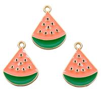 Zinc Alloy Enamel Pendants, Watermelon, KC gold color plated, Unisex, pink Approx 