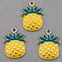 Zinc Alloy Enamel Pendants, Pineapple, KC gold color plated, Unisex, yellow Approx 