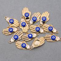 Zinc Alloy Enamel Pendants, Evil Eye Hamsa, KC gold color plated, Unisex Approx 