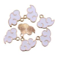 Zinc Alloy Enamel Pendants, Cloud, KC gold color plated, Unisex, white Approx 