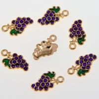 Zinc Alloy Enamel Pendants, Grape, KC gold color plated, Unisex, purple Approx 