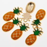 Zinc Alloy Enamel Pendants, Pineapple, KC gold color plated, Unisex, yellow Approx 