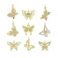 Cubique Pendentif en laiton zircon pavent, papillon, Plaqué or 18K, DIY & styles différents pour le choix & pavé de micro zircon, plus de couleurs à choisir, Vendu par PC