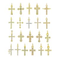 Cubique Pendentif en laiton zircon pavent, croix, Plaqué or 18K, DIY & styles différents pour le choix & pavé de micro zircon, plus de couleurs à choisir, Environ Vendu par sac