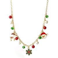 Joyería de la Navidad del collar del suéter, aleación de zinc, con 1.97 extender cadena, chapado en color dorado, Diseño de Navidad & diferentes estilos para la opción & para mujer & esmalte, color mixto, longitud:17.72 Inch, Vendido por UD