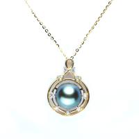 Collier de chaîne en laiton de perles d'eau douce, perle d'eau douce cultivée, avec laiton, Placage de couleur d'or, pour femme & avec strass, 11-12mm .93 pouce, Vendu par PC