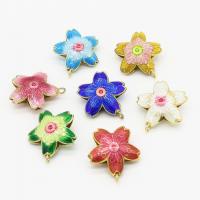 Enamel Brass Pendants, Flower, gold color plated, DIY 