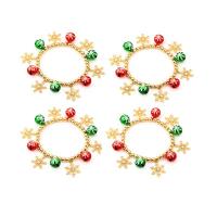 Europeo pulseras de cristal mixto, aleación de zinc, Copo de Nieve, chapado en color dorado, Diseño de Navidad & para mujer & esmalte & con diamantes de imitación, color mixto, longitud:7.1 Inch, Vendido por UD