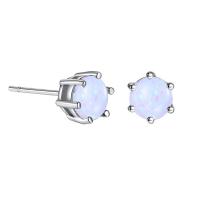 Brass Stud Earring, with Opal, plated, fashion jewelry & Unisex, 6mm 