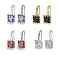 Cubic Zircon Brass Earring, plated, fashion jewelry & for woman & with cubic zirconia 