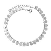 Plata de ley 925 pulsera tobillera, chapado en platina real, Ajustable & para mujer, color original, 240mm, Vendido por UD