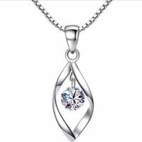 Cubic Zirconia Micro Pave Sterling Silver Pendant, 925 Sterling Silver, platinum plated, micro pave cubic zirconia, original color 