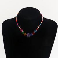 Petite perle en verre de collier 
, alliage de zinc, avec Seedbead & résine, Placage, bijoux de mode & styles différents pour le choix & pour femme, plus de couleurs à choisir, Vendu par brin