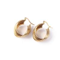 Stainless Steel Hoop Earring, 304 Stainless Steel, gold color plated, fashion jewelry & for woman, golden 