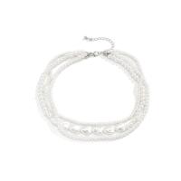 Collier de mode Multi couche, perle de plastique, avec 7cm chaînes de rallonge, trois couches & bijoux de mode & pour femme, blanc cm, Vendu par PC