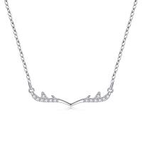 Zircon cubique Micro Pave collier en argent sterling, Argent sterling 925, Bois, Placage, pavé de micro zircon & pour femme, plus de couleurs à choisir Environ 17.7 pouce, Vendu par PC