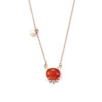 Zircon cubique Micro Pave collier en argent sterling, Argent sterling 925, avec agate rouge, Placage, pavé de micro zircon & pour femme, plus de couleurs à choisir Environ 17.7 pouce, Vendu par PC