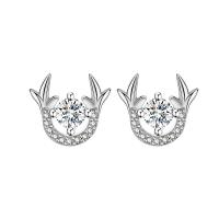 Silver Earring Zircon pavent Sterling, Argent sterling 925, Plaqué de platine, styles différents pour le choix & pavé de micro zircon & pour femme, couleur originale Vendu par paire