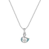 Zircon cubique Micro Pave collier en argent sterling, Argent sterling 925, cygne, Plaqué de platine, pavé de micro zircon & pour femme & émail, couleur originale Environ 17.7 pouce, Vendu par PC