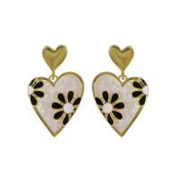 Enamel Zinc Alloy Drop Earring, Heart, gold color plated, Korean style & for woman, 35mm 