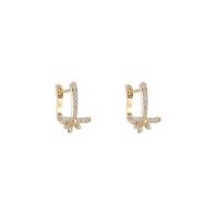 Composant anneau en laiton pour boucle d'oreille, Placage de couleur d'or, styles différents pour le choix & pavé de micro zircon & pour femme, Vendu par paire