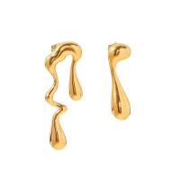 Pendientes asimétricos, acero inoxidable 304, Recubrimiento iónico al vacío, Joyería & para mujer, dorado, Vendido por Par