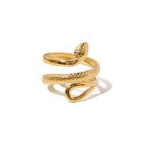 304 Edelstahl Manschette Fingerring, Schlange, Vakuum-Ionen-Beschichtung, Modeschmuck & für Frau, goldfarben, 21mm, verkauft von PC