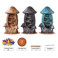 Incense Smoke Flow Backflow Holder Ceramic Incense Burner, Porcelain, mushroom, handmade, for home and office & durable 