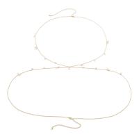 Körperschmuck-Kette, Eisen, mit Kunststoff Perlen, mit Verlängerungskettchen von 15cm, goldfarben plattiert, einstellbar & für Frau, goldfarben, Länge:80 cm, 110 cm, verkauft von PC