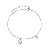 Plata de ley 925 pulsera tobillera, chapado en platina real, Ajustable & para mujer, color original, Vendido por UD